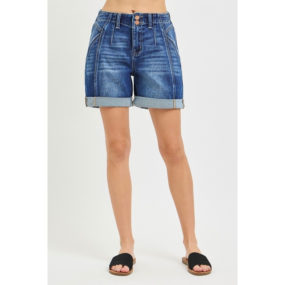 RISEN High Rise Seamed Roll Up Shorts - Medium - Picture 6 of 7